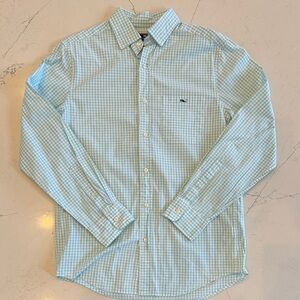 Vineyard Vines Aqua Gingham Button Down Shirt (Men’s)
